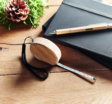 Logo trade business gifts image of: Measuring tape in bamboo 2m