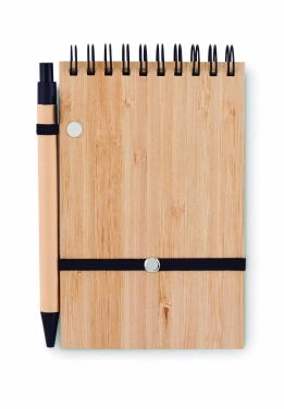 Logo trade promotional item photo of: A6 bamboo notepad with pen SONORABAM