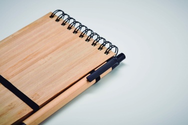 Logo trade corporate gifts image of: A6 bamboo notepad with pen SONORABAM