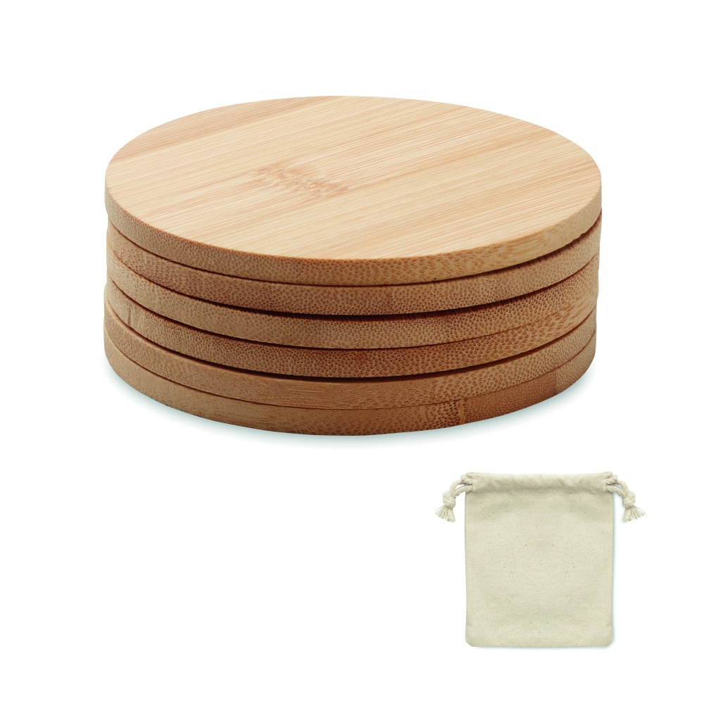 Logo trade business gift photo of: Set of 6 bamboo coasters