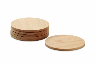 Logo trade promotional giveaways image of: Set of 6 bamboo coasters