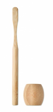 Logo trade promotional merchandise image of: Bamboo tooth brush with stand