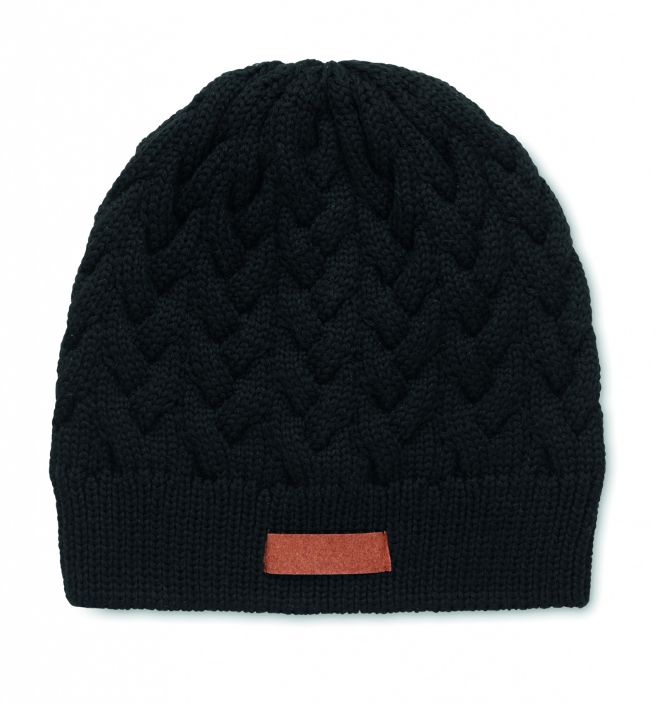 Logotrade promotional product image of: Cable knit beanie in RPET