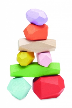 Logo trade business gifts image of: 8 stacking wood rocks in pouch
