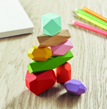 Logotrade promotional item image of: 8 stacking wood rocks in pouch