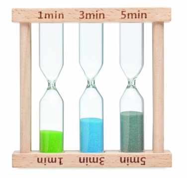 Logo trade promotional merchandise photo of: Set of 3 wooden sand timer