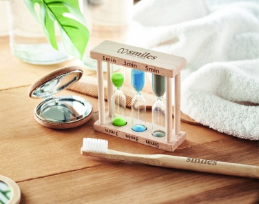 Logo trade promotional product photo of: Set of 3 wooden sand timer