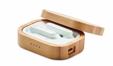Logotrade corporate gift image of: TWS earbuds in bamboo case