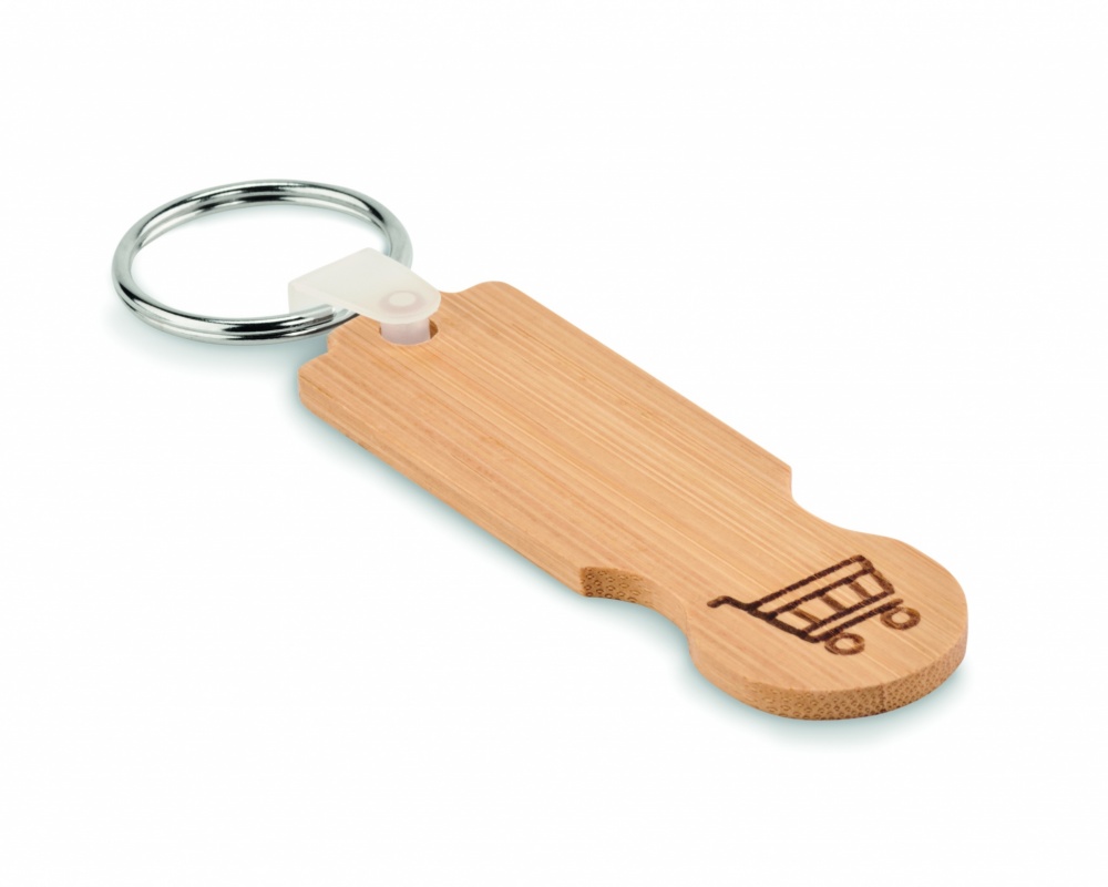 Logotrade advertising product image of: Bamboo euro token key ring Rauma