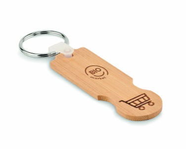 Logotrade promotional item picture of: Bamboo euro token key ring Rauma
