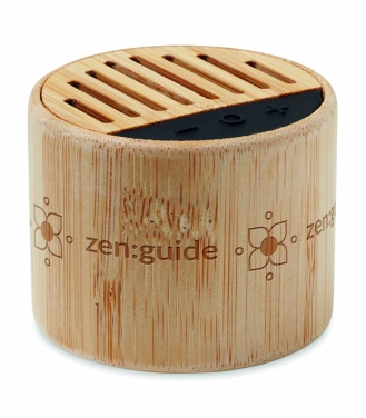 Logo trade promotional products picture of: Round bamboo wireless speaker