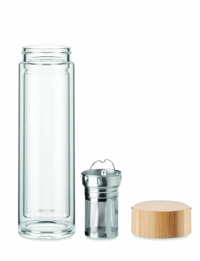 Logo trade corporate gifts image of: Double wall glass bottle 400ml Berlin