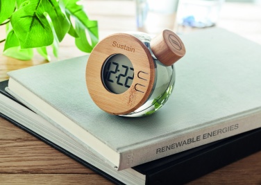 Logo trade corporate gifts picture of: Water powered bamboo LCD clock