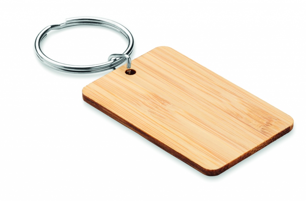 Logotrade promotional giveaway image of: Rectangular bamboo key ring Riihimäki