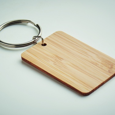 Logo trade promotional giveaway photo of: Rectangular bamboo key ring Riihimäki