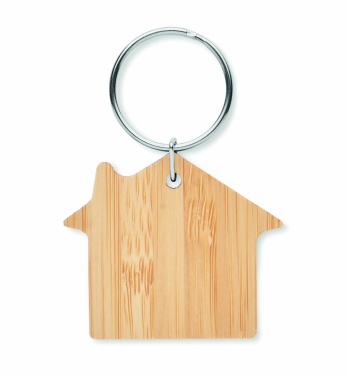 Logo trade promotional giveaway photo of: House shaped bamboo key ring Järvenpää