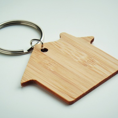 Logotrade promotional products photo of: House shaped bamboo key ring Järvenpää