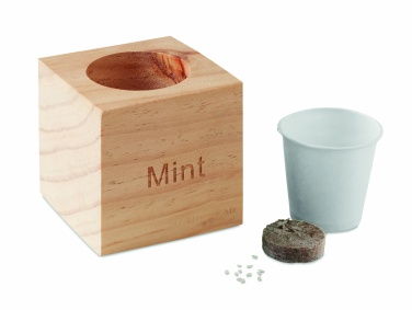 Logo trade promotional product photo of: Herb pot wood "MINT"
