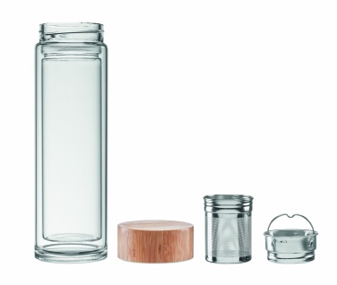 Logo trade promotional items image of: Double wall glass bottle 400ml München