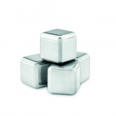 Logo trade promotional merchandise picture of: Set of 4 SS ice cubes in pouch