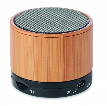 Logo trade advertising products picture of: Round Bamboo wireless speaker