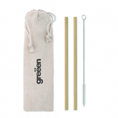 Logo trade promotional merchandise image of: Bamboo Straw w/brush in pouch
