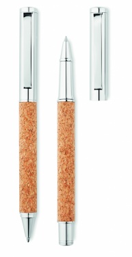 Logotrade promotional product image of: Metal Ball pen set in cork box