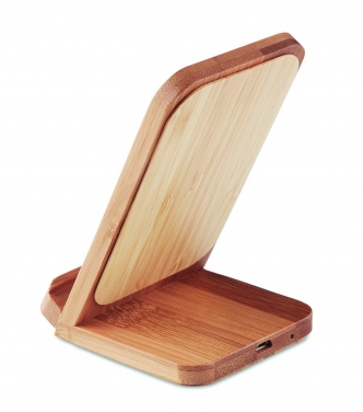 Logo trade promotional item photo of: Bamboo wireless charge stand 5W WIRESTAND