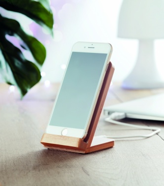 Logotrade promotional gift picture of: Bamboo wireless charge stand 5W WIRESTAND