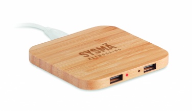 Logo trade advertising products image of: Bamboo wireless charge pad 5W
