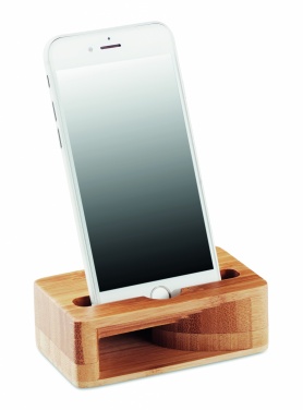 Logo trade promotional product photo of: Bamboo phone stand-amplifier CARACOL