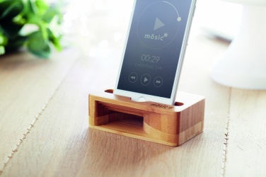 Logo trade business gift photo of: Bamboo phone stand-amplifier CARACOL
