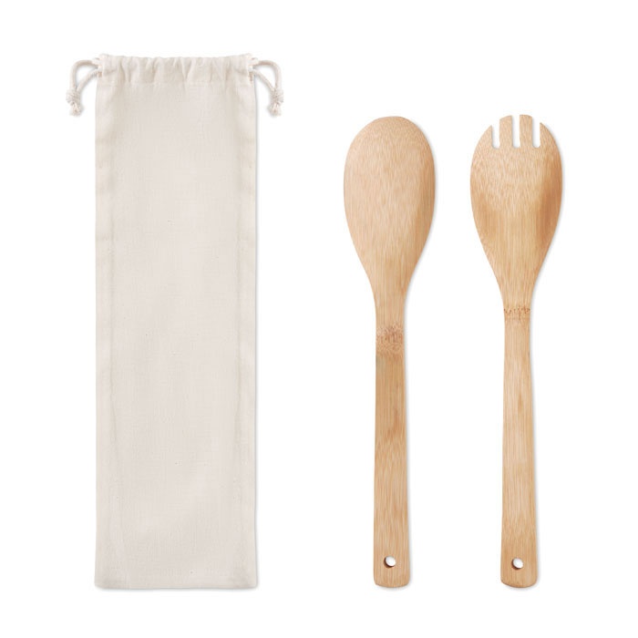 Logo trade business gift photo of: Set bamboo utensils salad