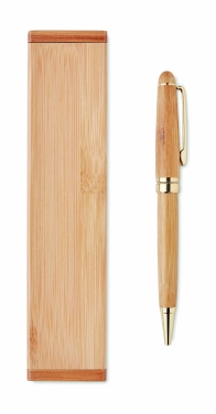 Logo trade corporate gifts image of: Bamboo twist-action ballpoint pen in a box