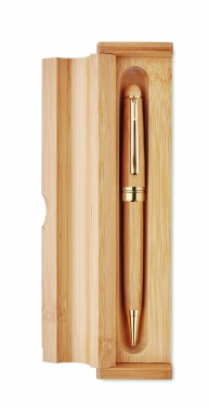 Logo trade promotional merchandise picture of: Bamboo twist-action ballpoint pen in a box