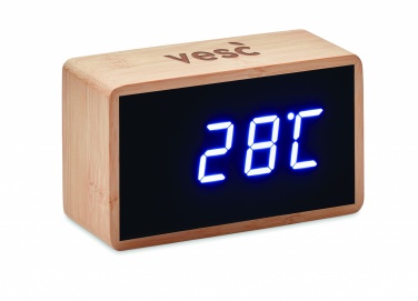 Logo trade promotional items image of: LED alarm clock bamboo casing Düsseldorf