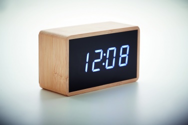 Logotrade promotional merchandise photo of: LED alarm clock bamboo casing Düsseldorf