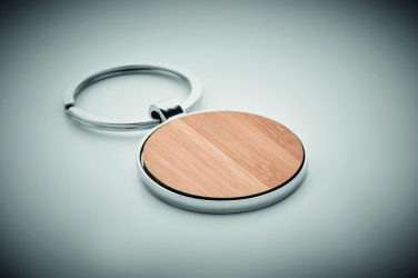 Logo trade corporate gift photo of: Round key ring metal bamboo Dobele