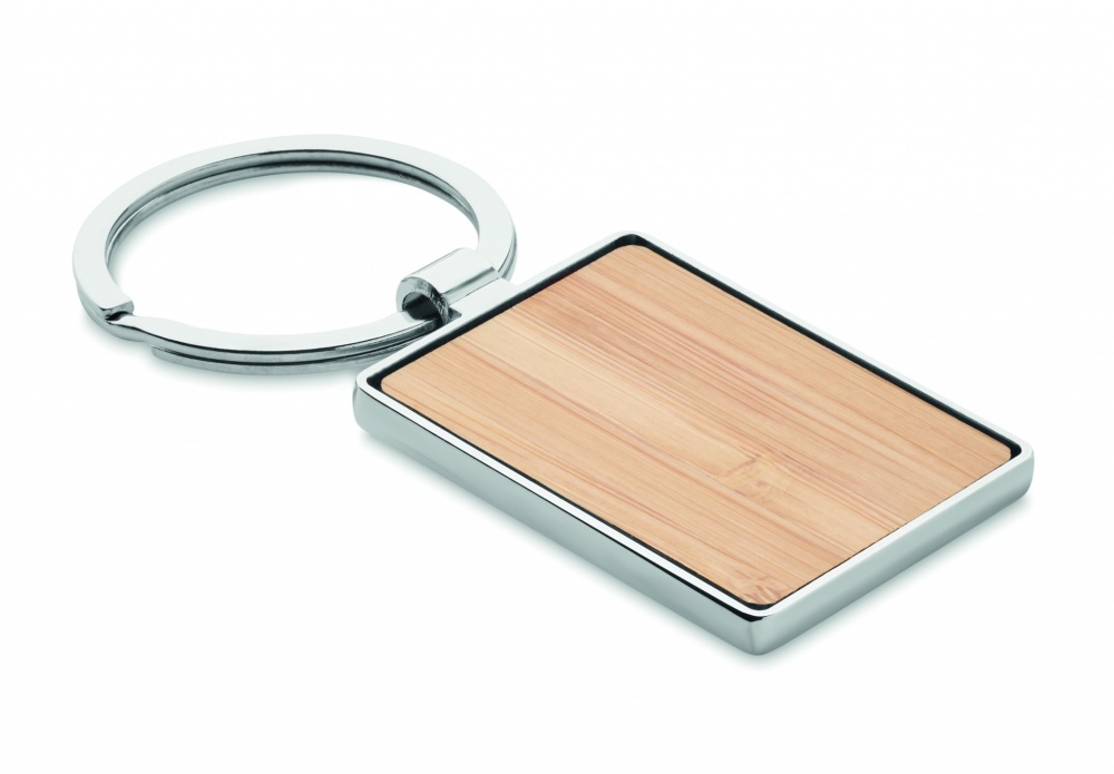 Logo trade promotional gifts image of: Rectangular key ring bamboo WEST
