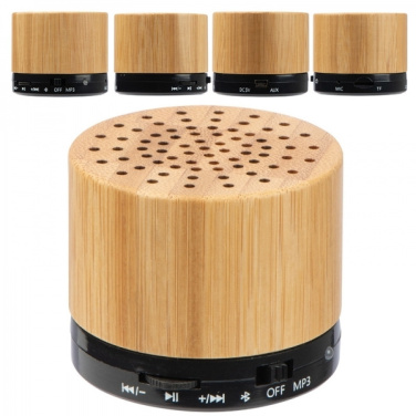 Logo trade promotional merchandise photo of: Bamboo bluetooth speaker FLEEDWOOD