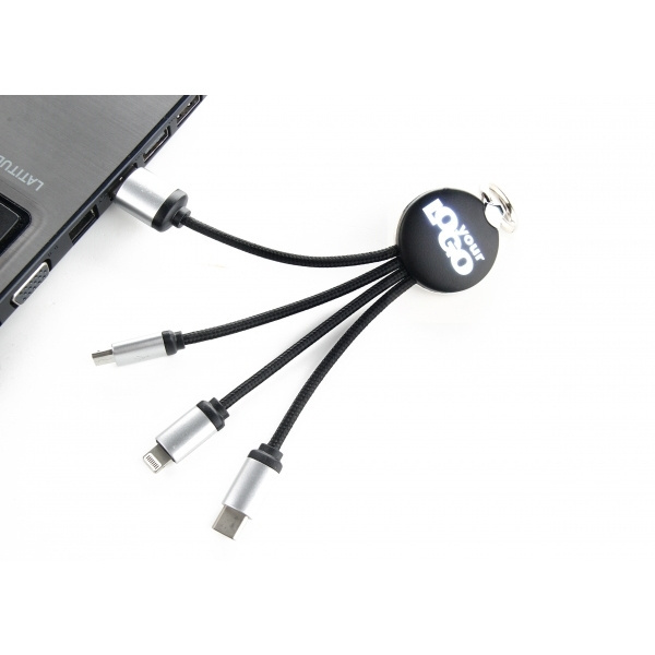 Logo trade promotional products image of: 3in1 cable with enlighted logo for engraving, RXD-368