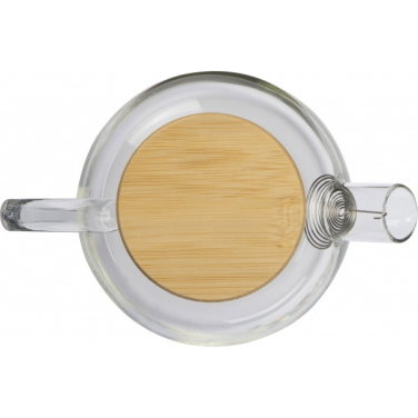 Logo trade promotional items image of: Glass jug with bamboo lid FRANKFURT 1000ml