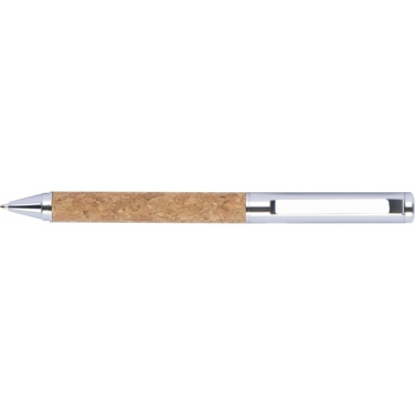 Logo trade promotional gift photo of: Twist-ballpen metal and cork LILLEHAMMER