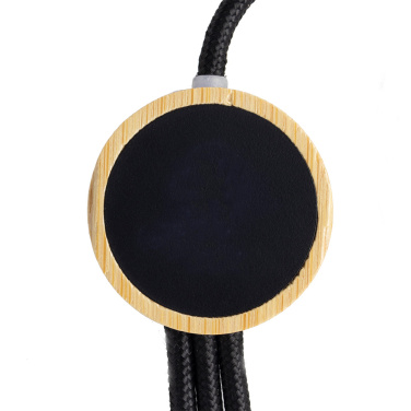 Logo trade corporate gifts image of: 3-in-1 cable with elighted logo in a wooden casing, LH-ZMU06