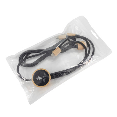 Logotrade corporate gifts photo of: 3-in-1 cable with elighted logo in a wooden casing, LH-ZMU06