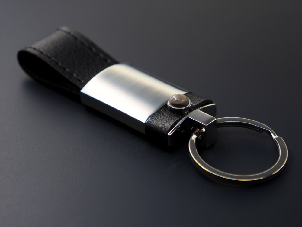 Logo trade promotional item photo of: Striped Flint Keyring 1292095