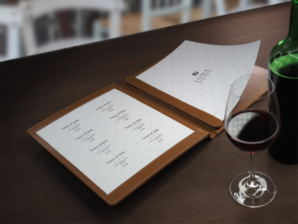 Logo trade business gifts image of: Menu cover 1054119