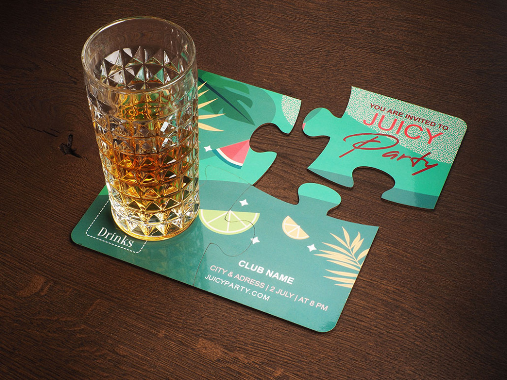Logo trade business gift photo of: Set of 4 PUZZLE glass coasters 1835117