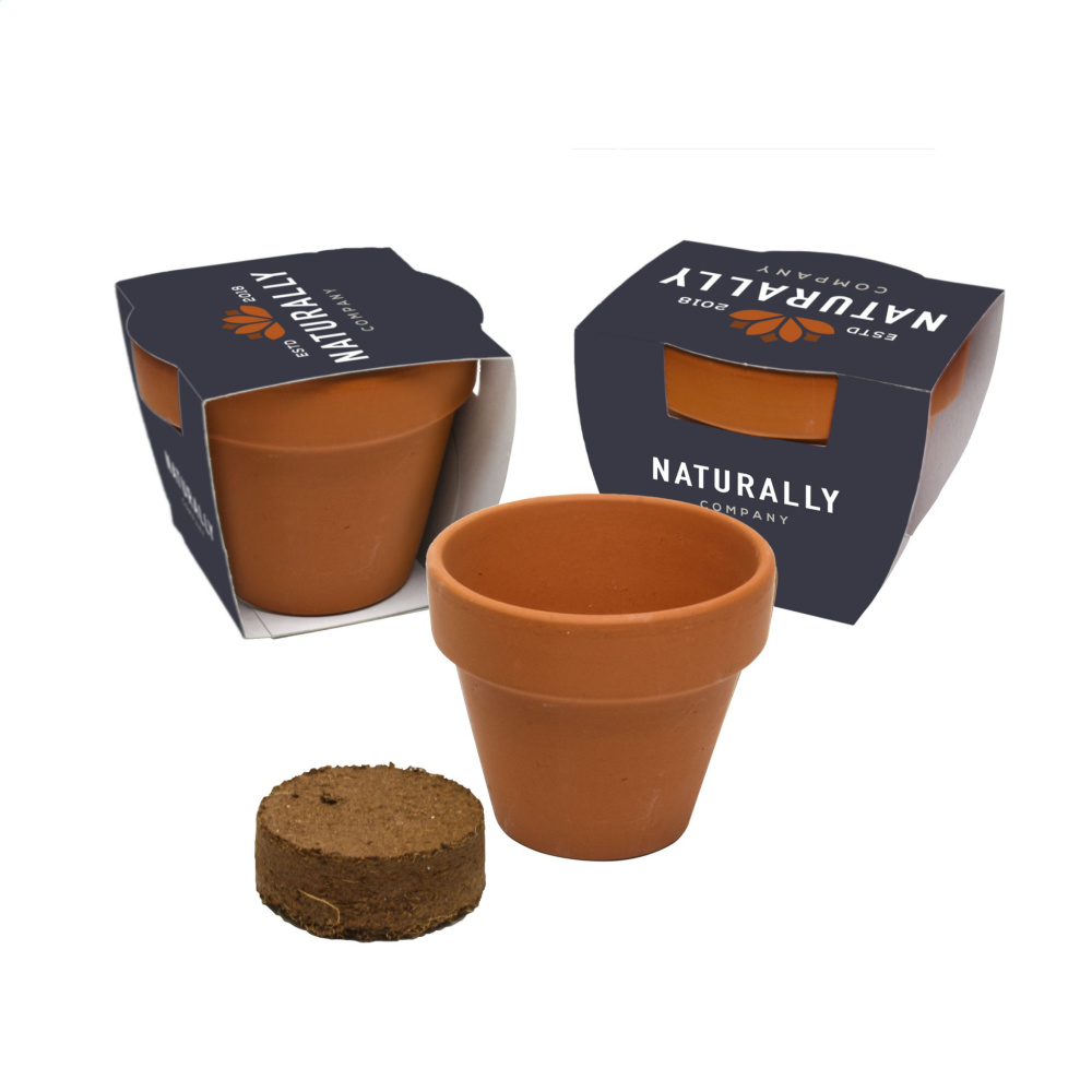 Logo trade promotional giveaways image of: Flowermix Terracotta flower seeds