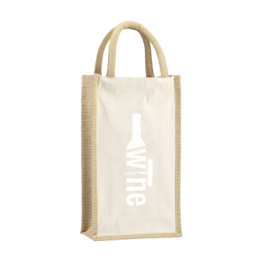 Logo trade promotional giveaways image of: Jute Canvas Double Wine Bag